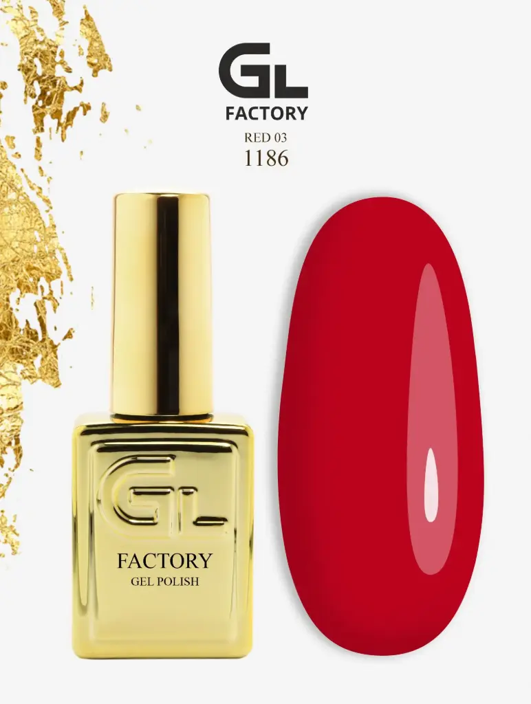 GL 1186 GOLD Gel Polish Red 03 15g TPO FREE