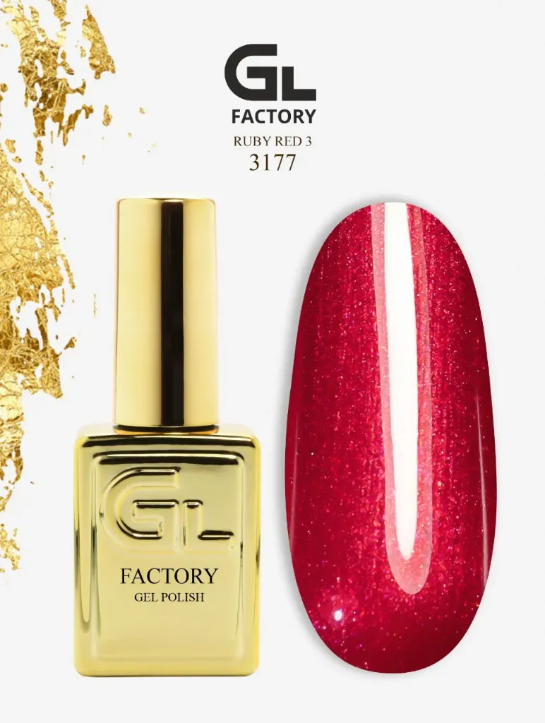 GL 3177 GOLD Gel Polish Ruby Red 03 15g TPO FREE